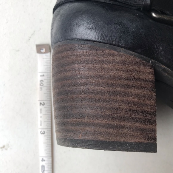 NAYA | Black Virtue Leather Buckle Block Heel Booties Size 8.5 - Picture 7 of 9